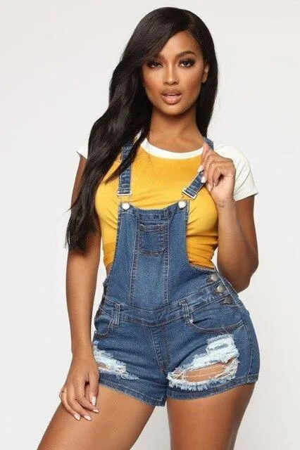 Streetwear Ripped Jeans Overalls For Women