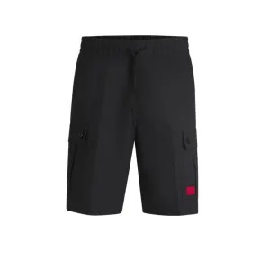 Structured-cotton shorts with red logo label