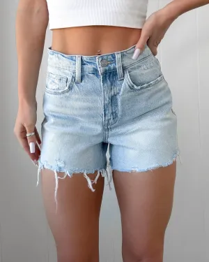 Tana High Rise Distressed Denim Shorts