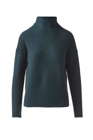 Textured Slouchy Funnel In Cypress Green