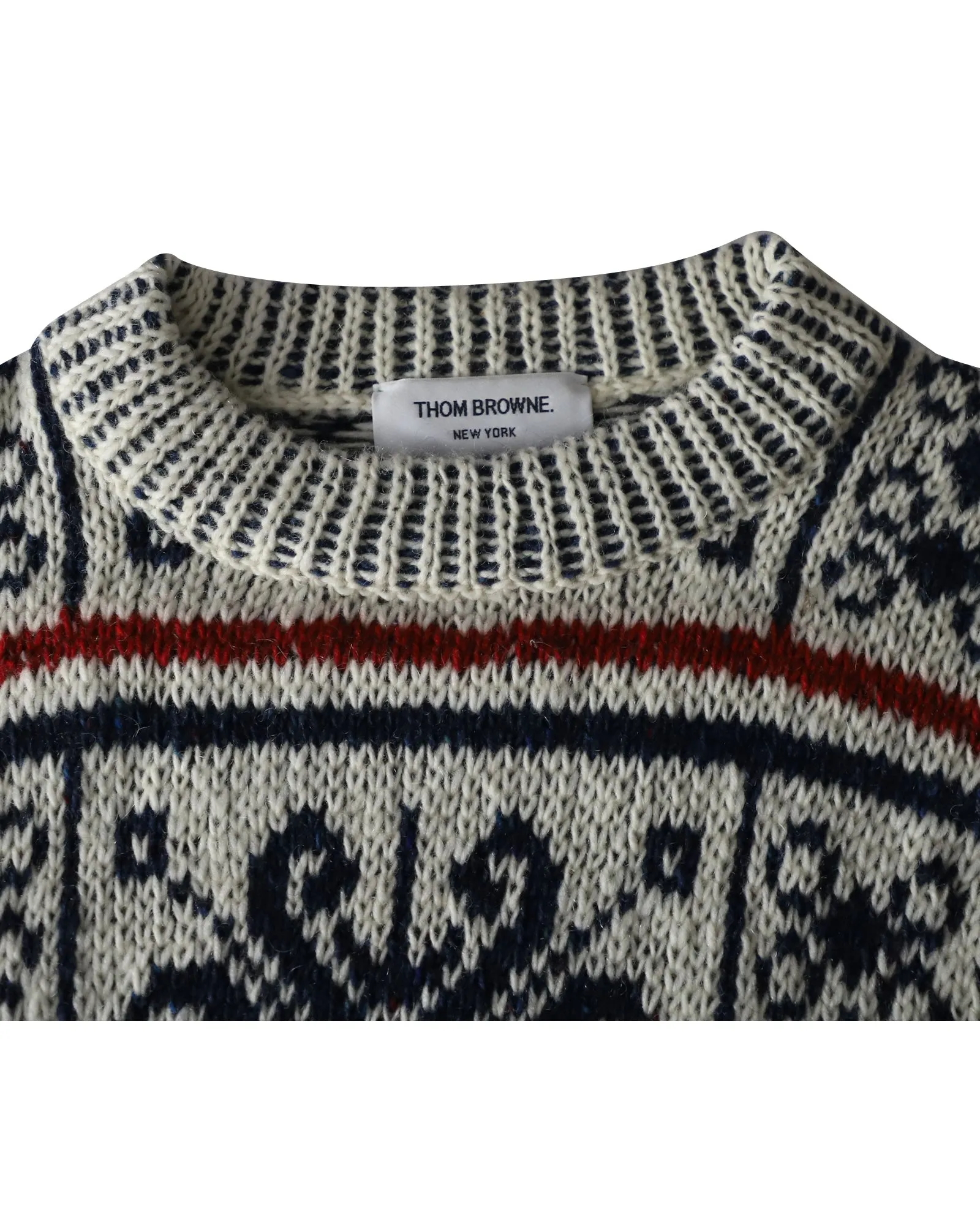 Thom Browne Fair Isle Crewneck Sweater in Multicolor Wool and Mohair