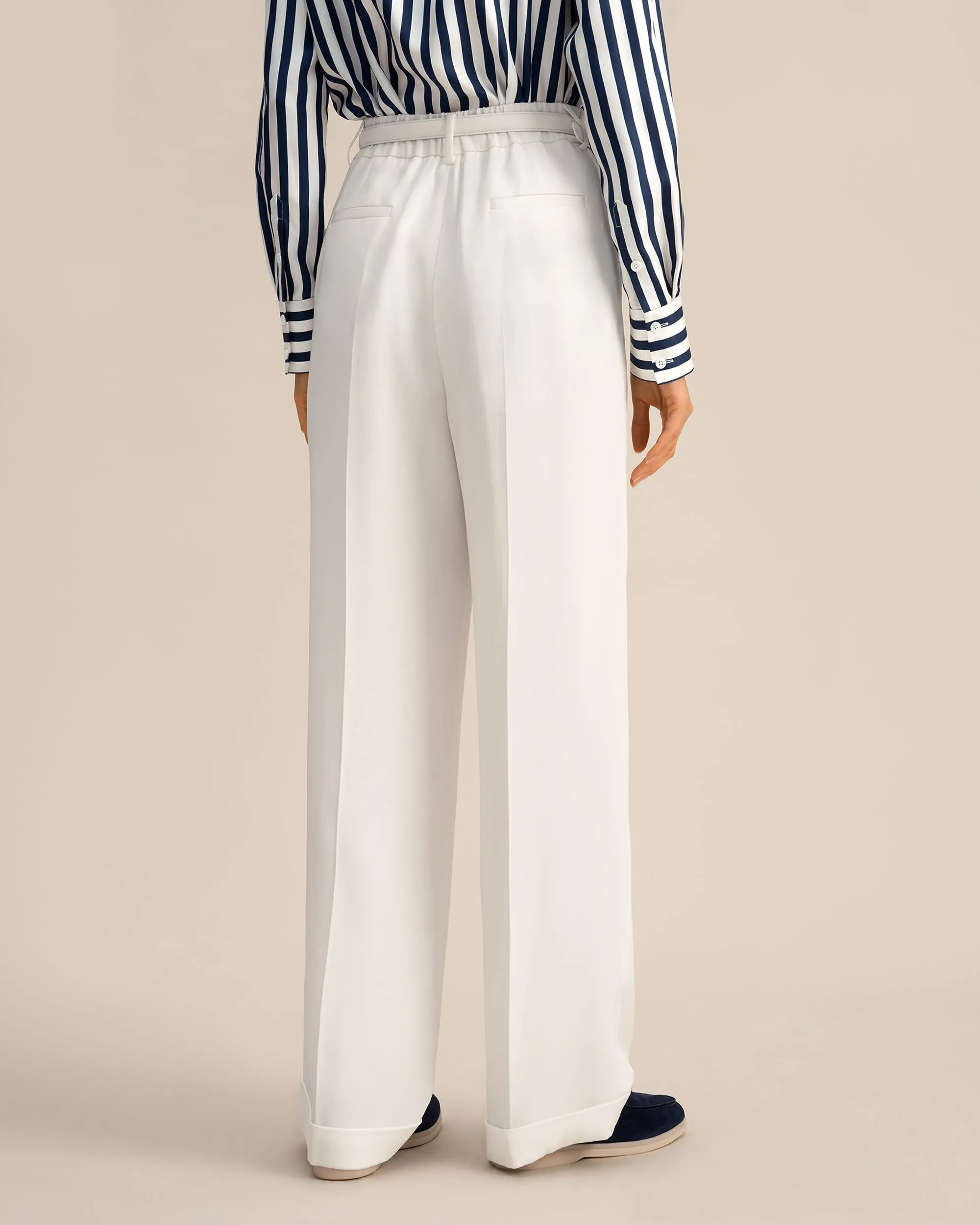Timeless Pleated Wide-Leg Dense Silk Trousers