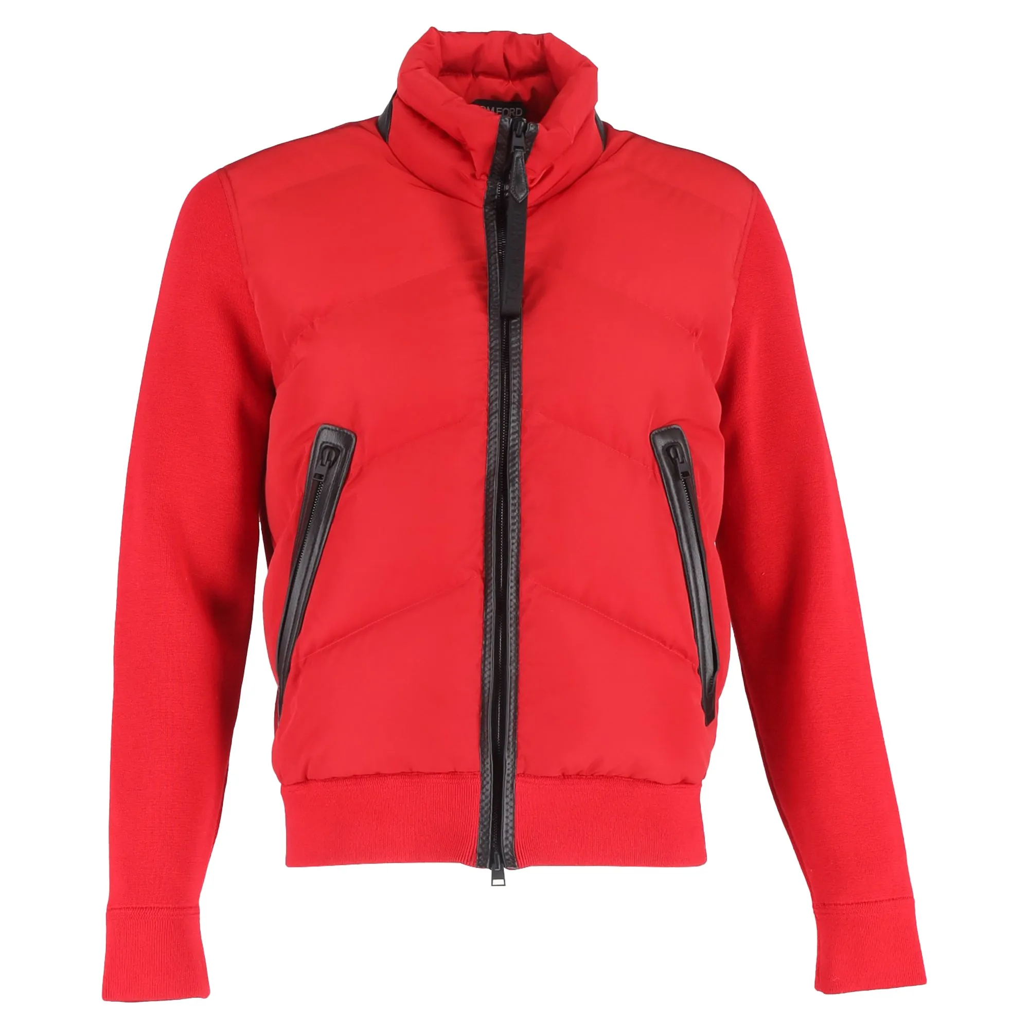 Tom Ford Zipped Down Jacket in Red Polyester