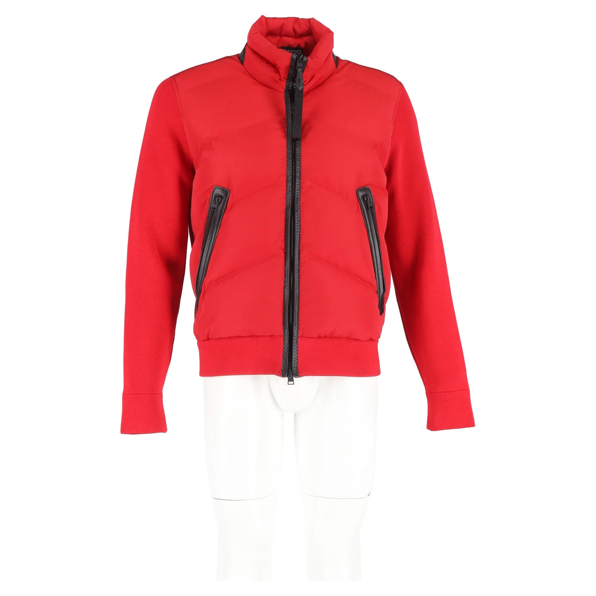 Tom Ford Zipped Down Jacket in Red Polyester