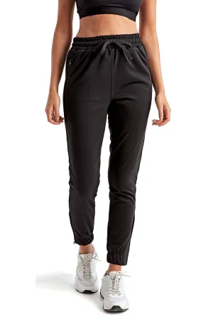 TriDri Womens Moisture Wicking Jogger Sweatpants w/ Pockets - Black - Closeout