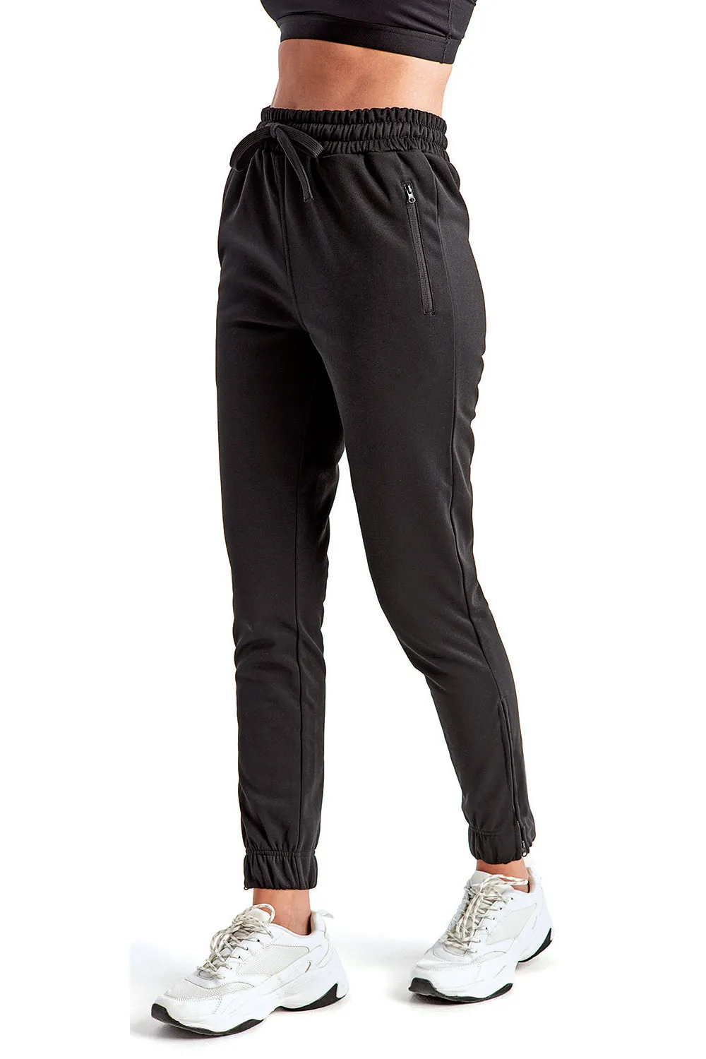 TriDri Womens Moisture Wicking Jogger Sweatpants w/ Pockets - Black - Closeout