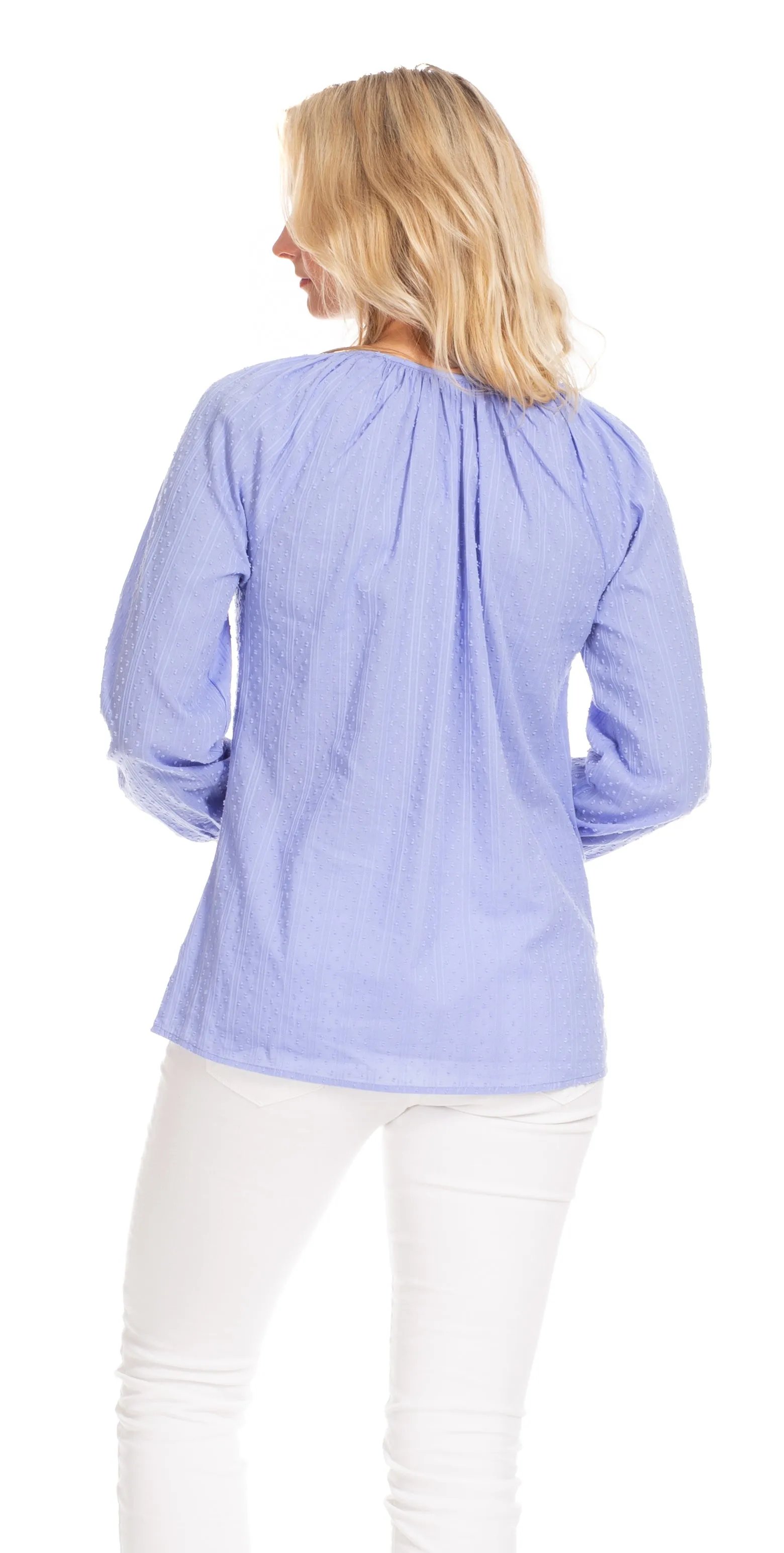 Useppa Tunic in Periwinkle Swiss Dot