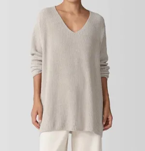 V Neck Sweater In Almond