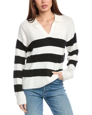 Vince Camuto Polo Collar Wide Stripe Sweater