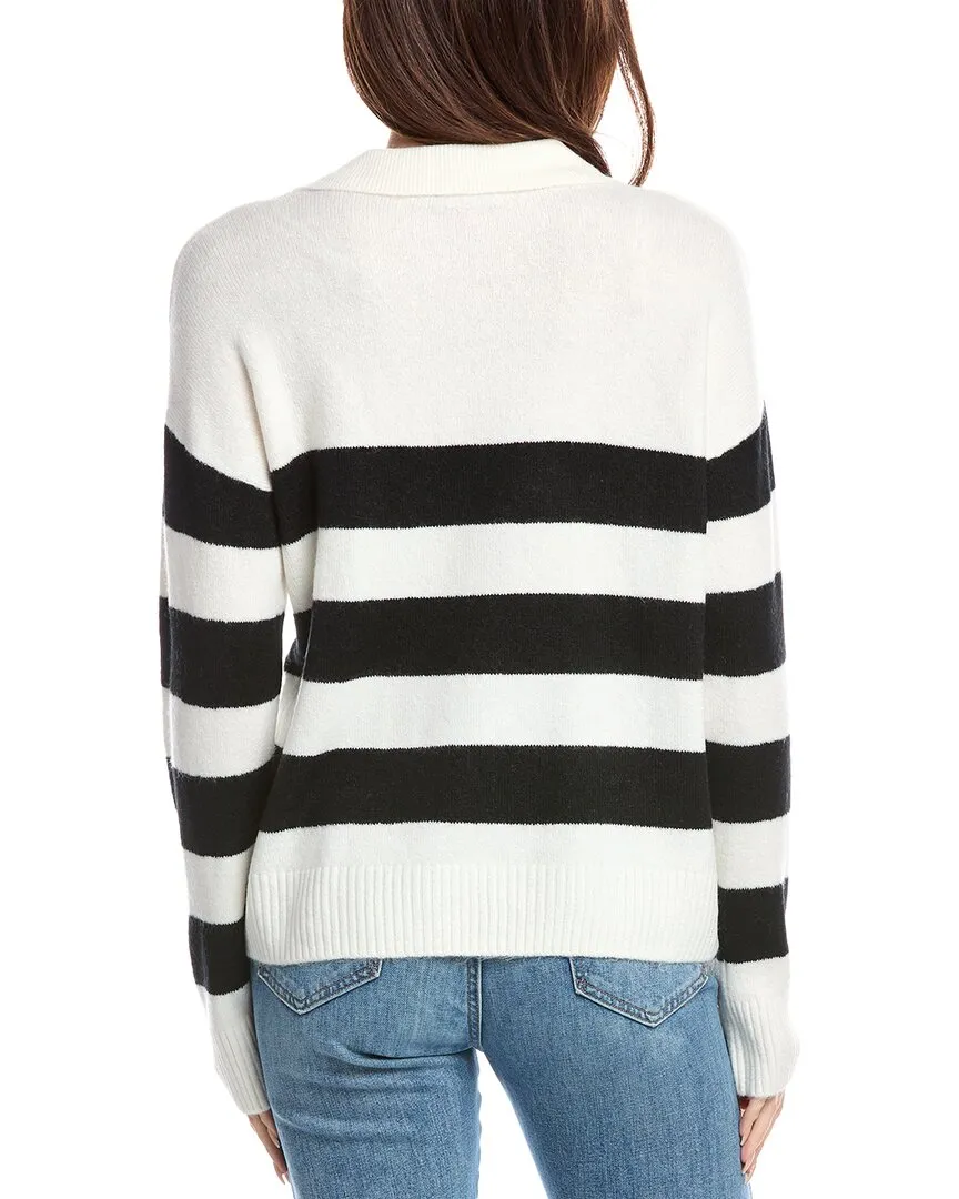 Vince Camuto Polo Collar Wide Stripe Sweater