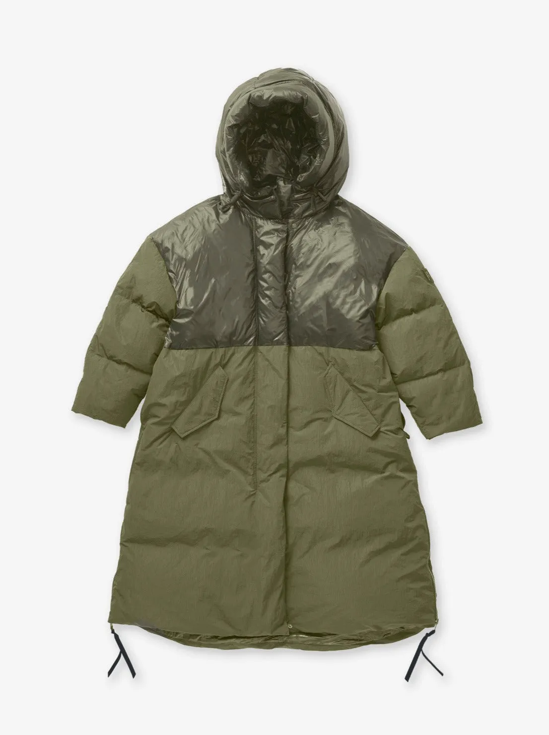 W Long Down Puffer - Stone Green