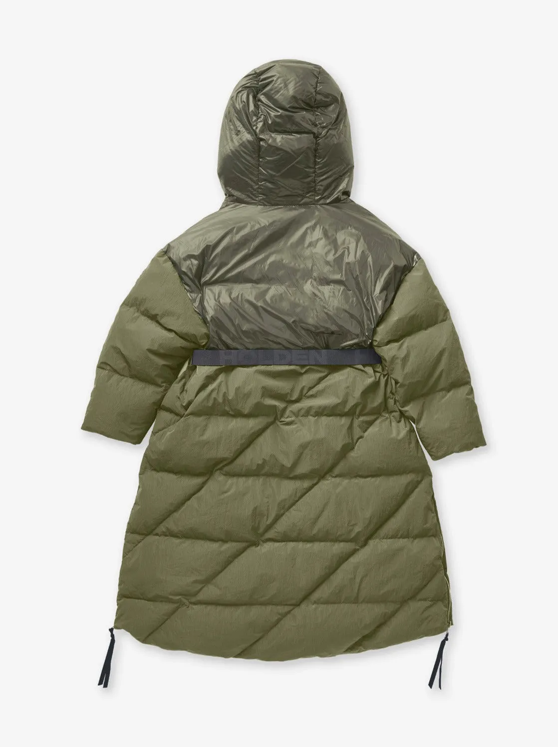 W Long Down Puffer - Stone Green