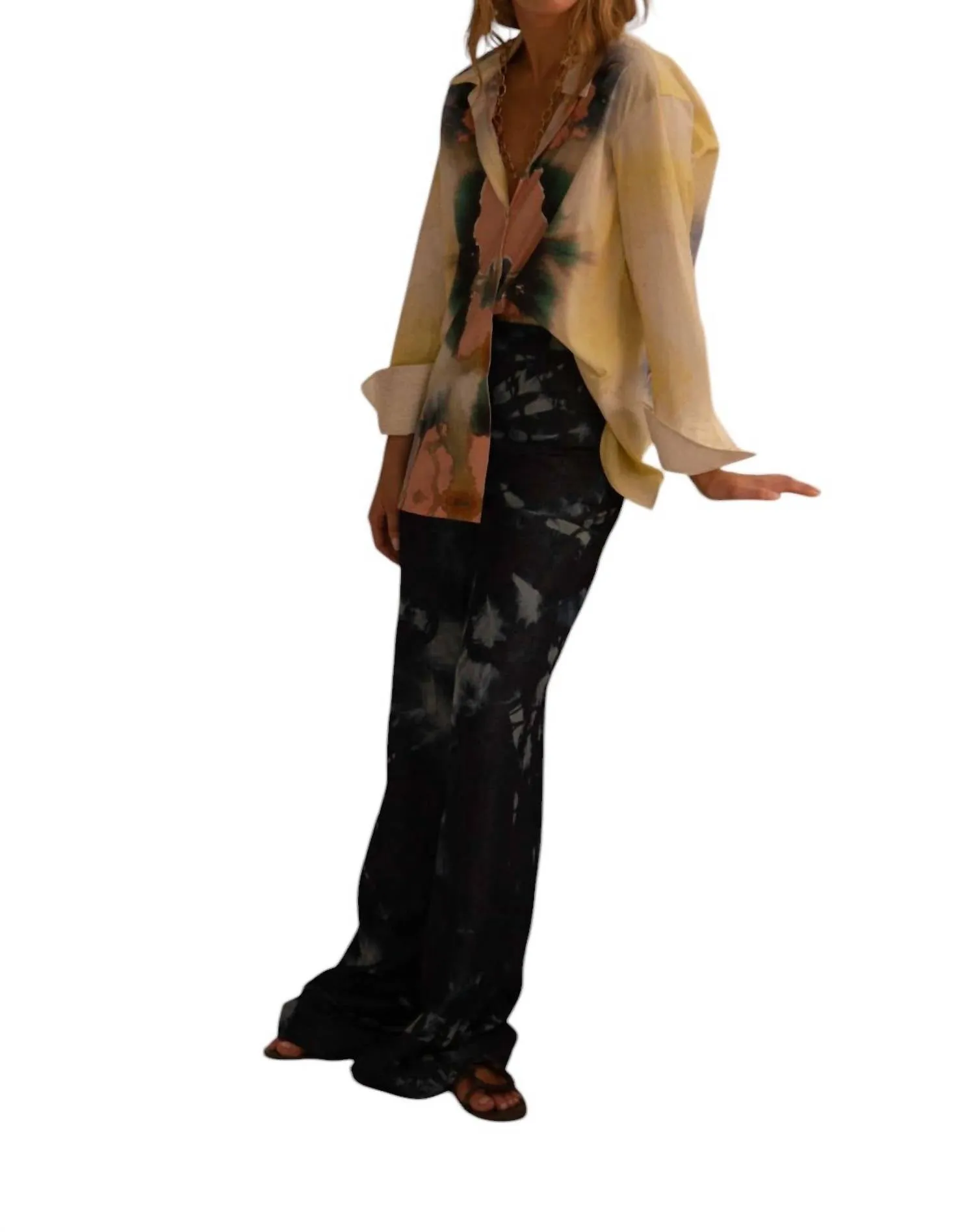 Wave Wide Leg Pants In Demon Tie-Dye