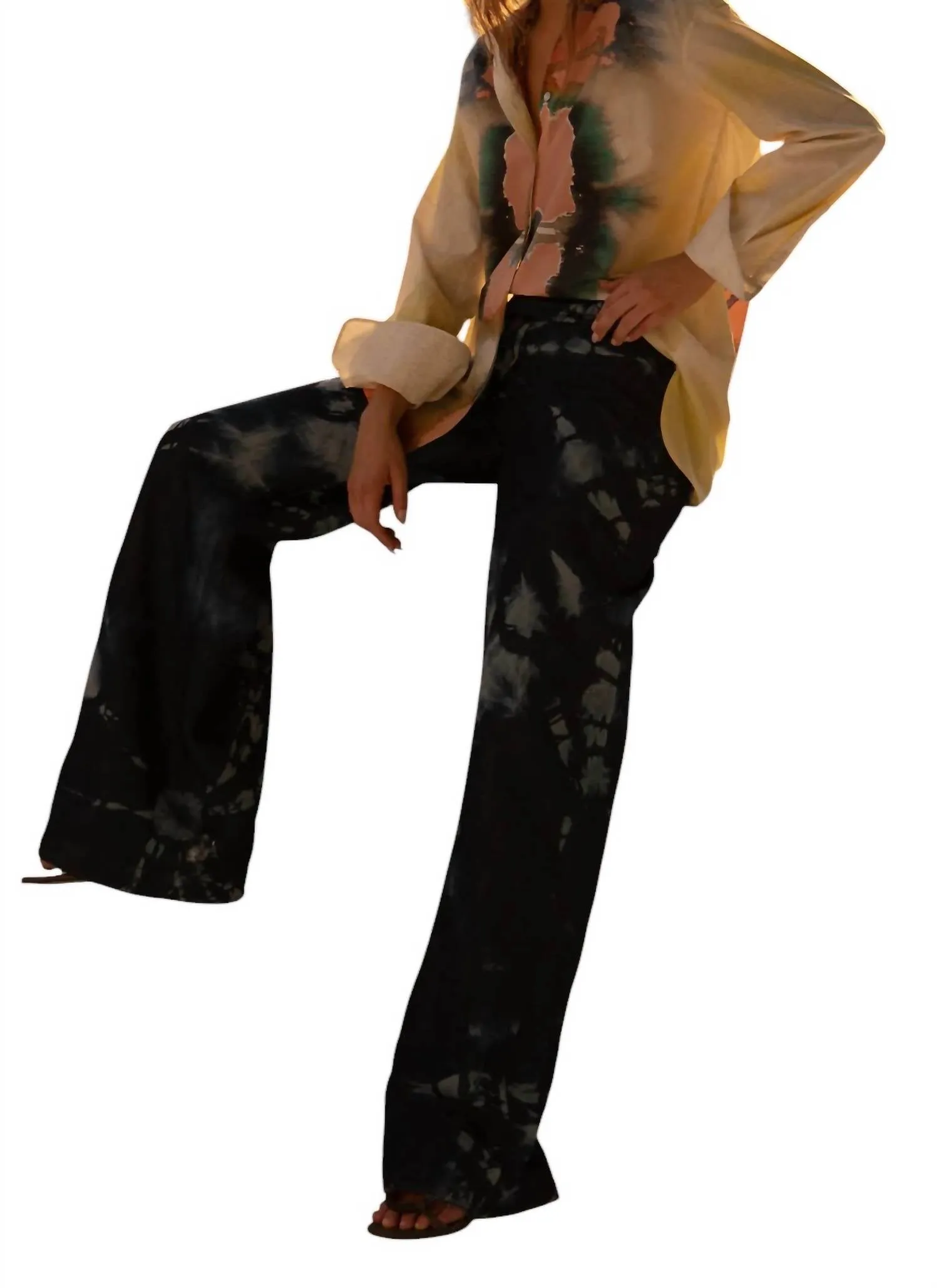 Wave Wide Leg Pants In Demon Tie-Dye