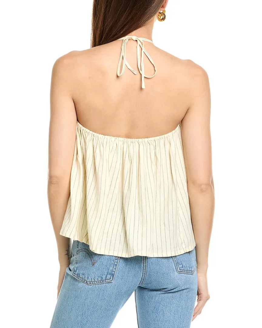 WeWoreWhat Tie-Neck Linen-Blend Halter Top