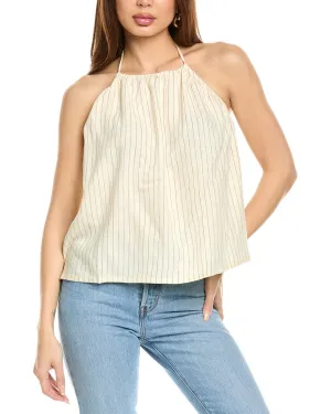 WeWoreWhat Tie-Neck Linen-Blend Halter Top