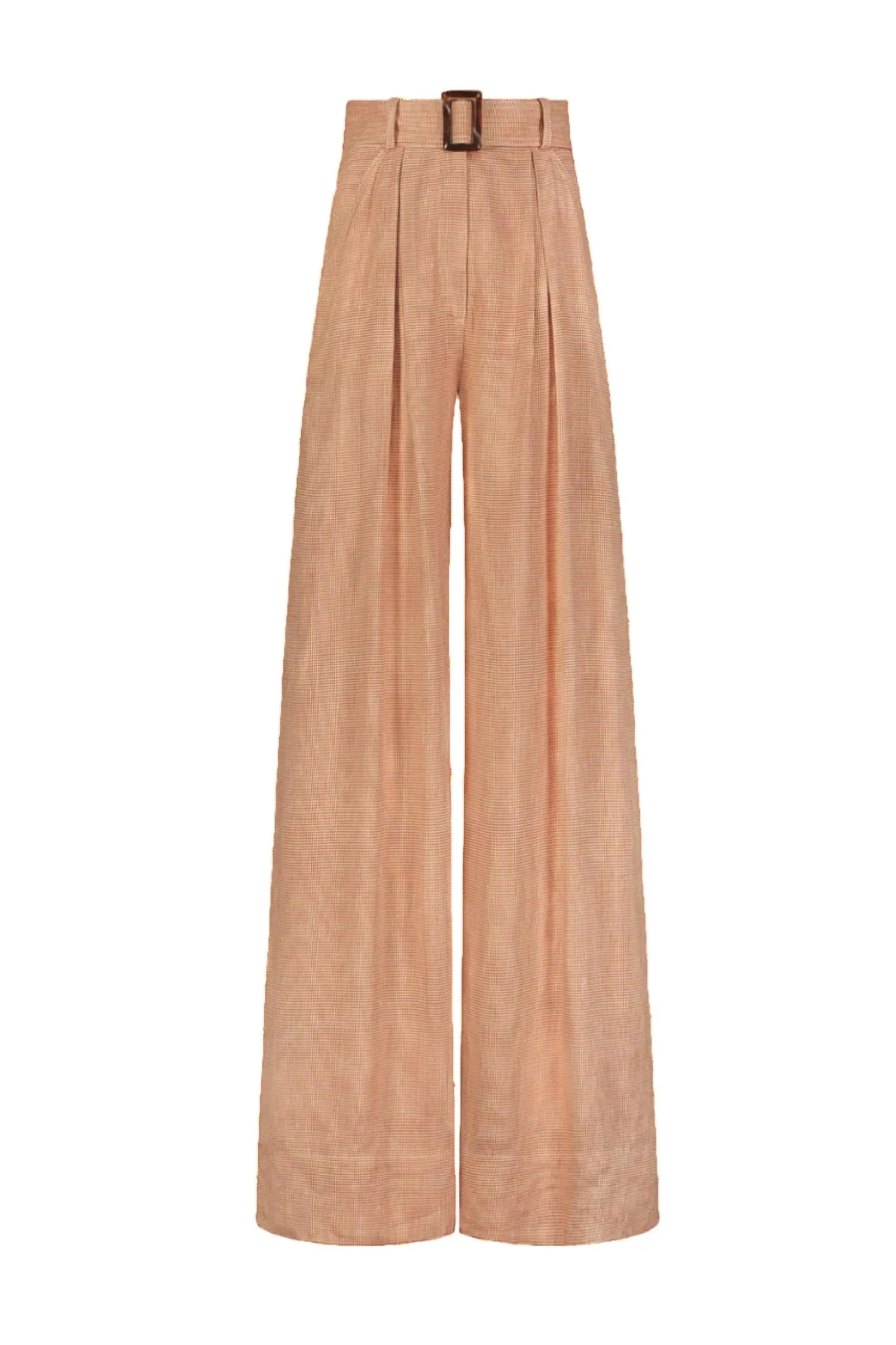 Wide Leg Pleated Pants In Rust Houndstooth