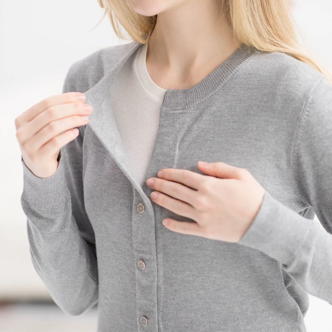 Women's Adaptive Magnetic Front Knit Cardigan Sweater In Grey