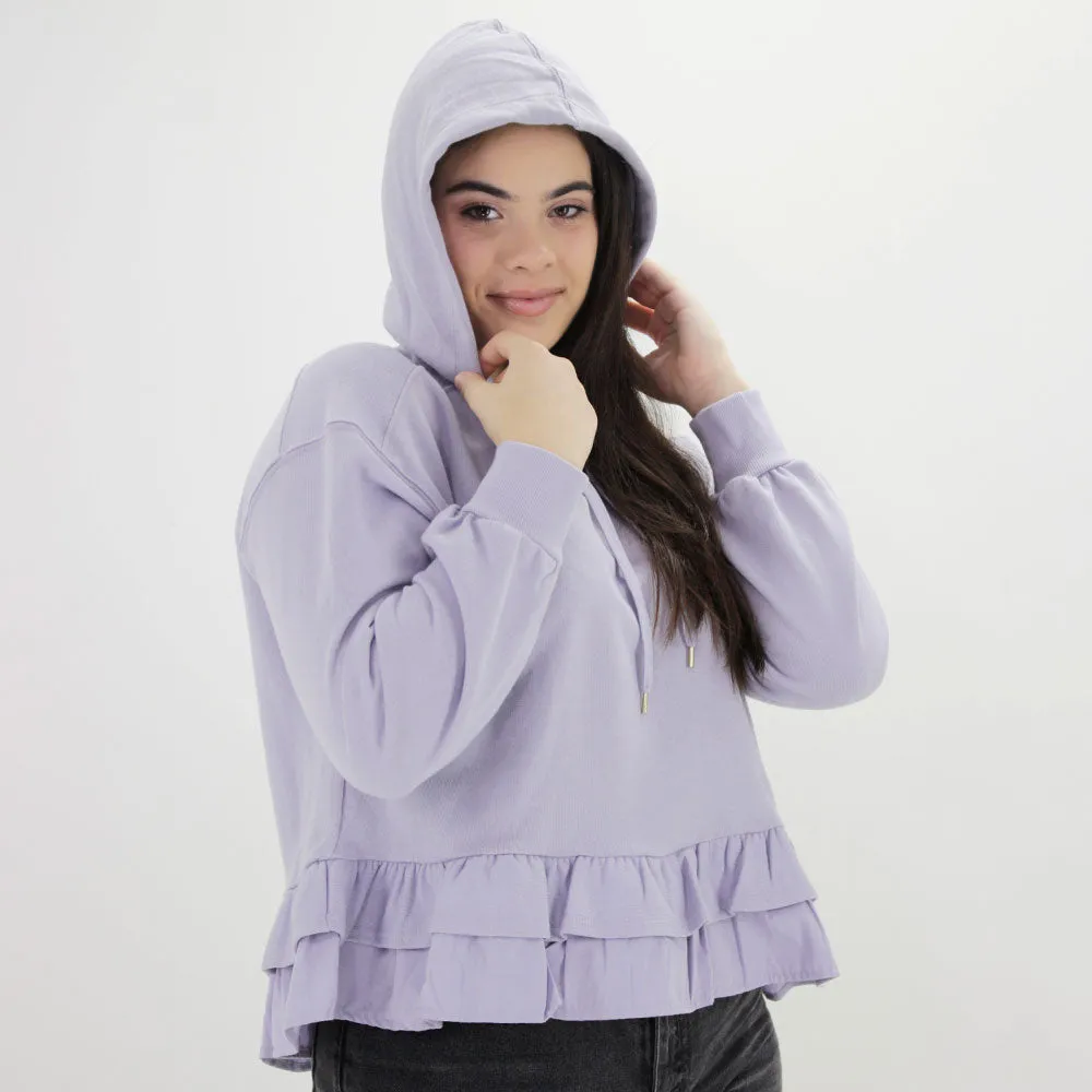 Women's Ruffled Logo Embroidered Sweaters,Lilac