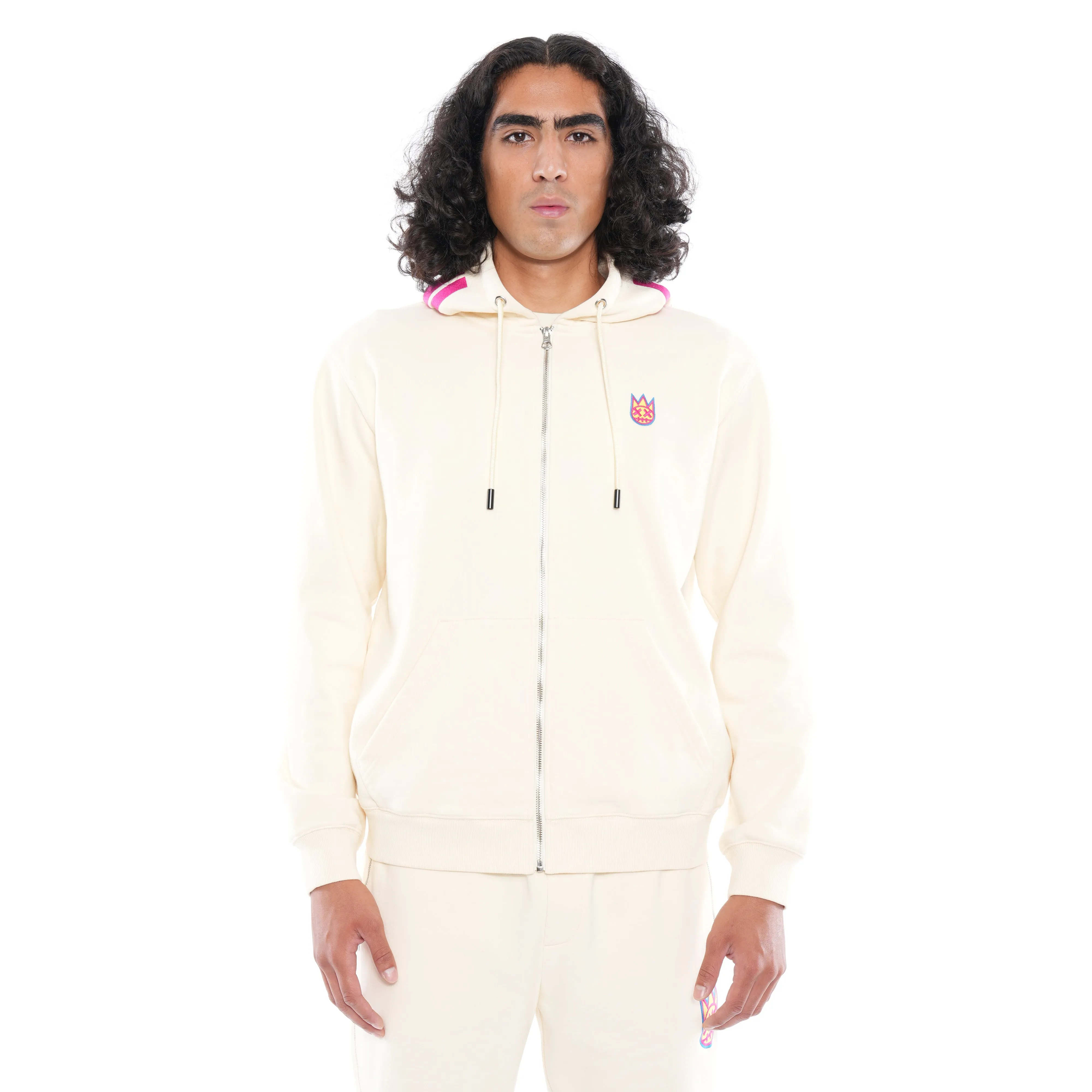 ZIP HOODED SWEATSHIRT IN WINTER WHITE